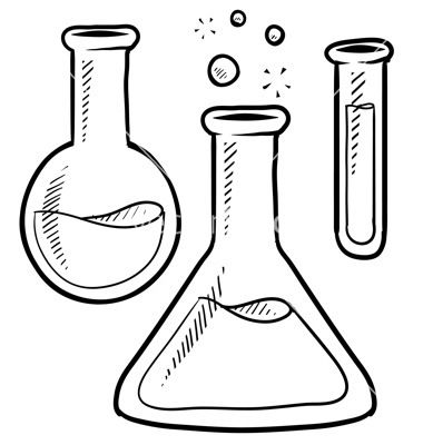 Doodle science lab beakers vector.