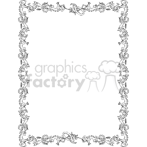 Black and white sea horse border clipart. Royalty.