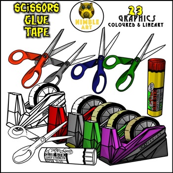 Scissors, Glue and Tape Clipart (Stationeries).