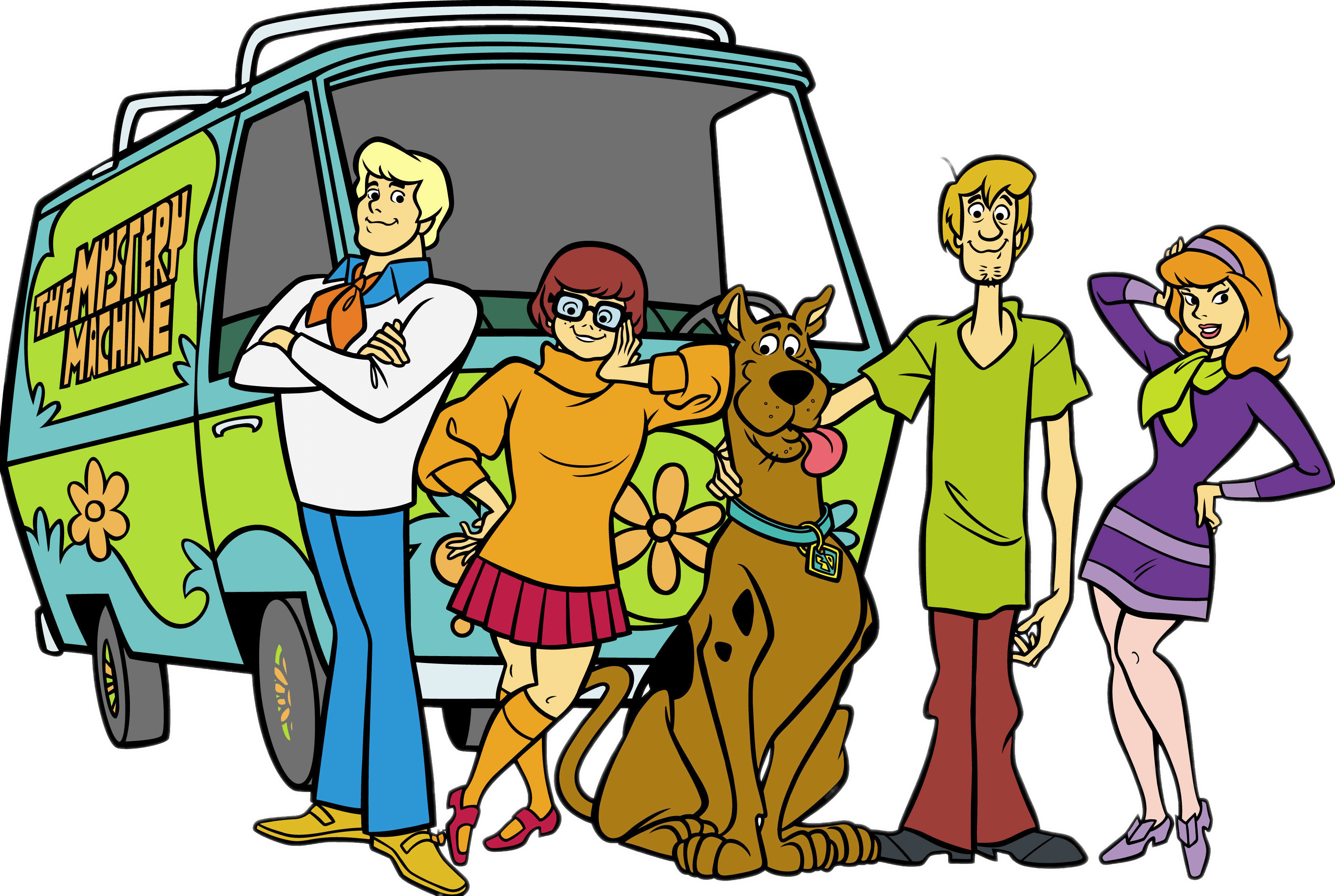 Scooby Doo In Front Of Mystery Machine transparent PNG.