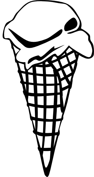 Ice Cream Cone (1 Scoop) (b And W) clip art Free Vector / 4Vector.
