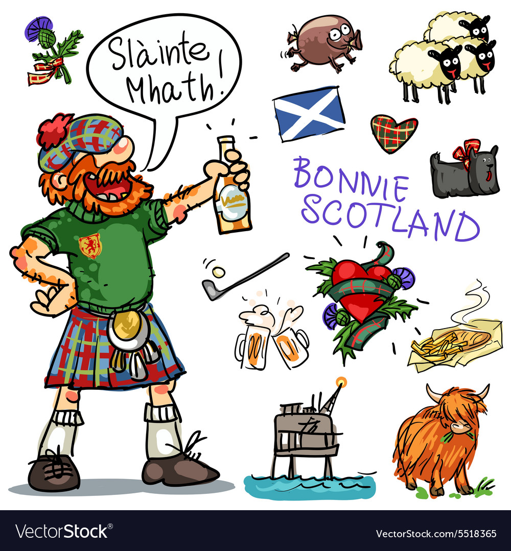 Bonnie Scotland cartoon clipart collection.