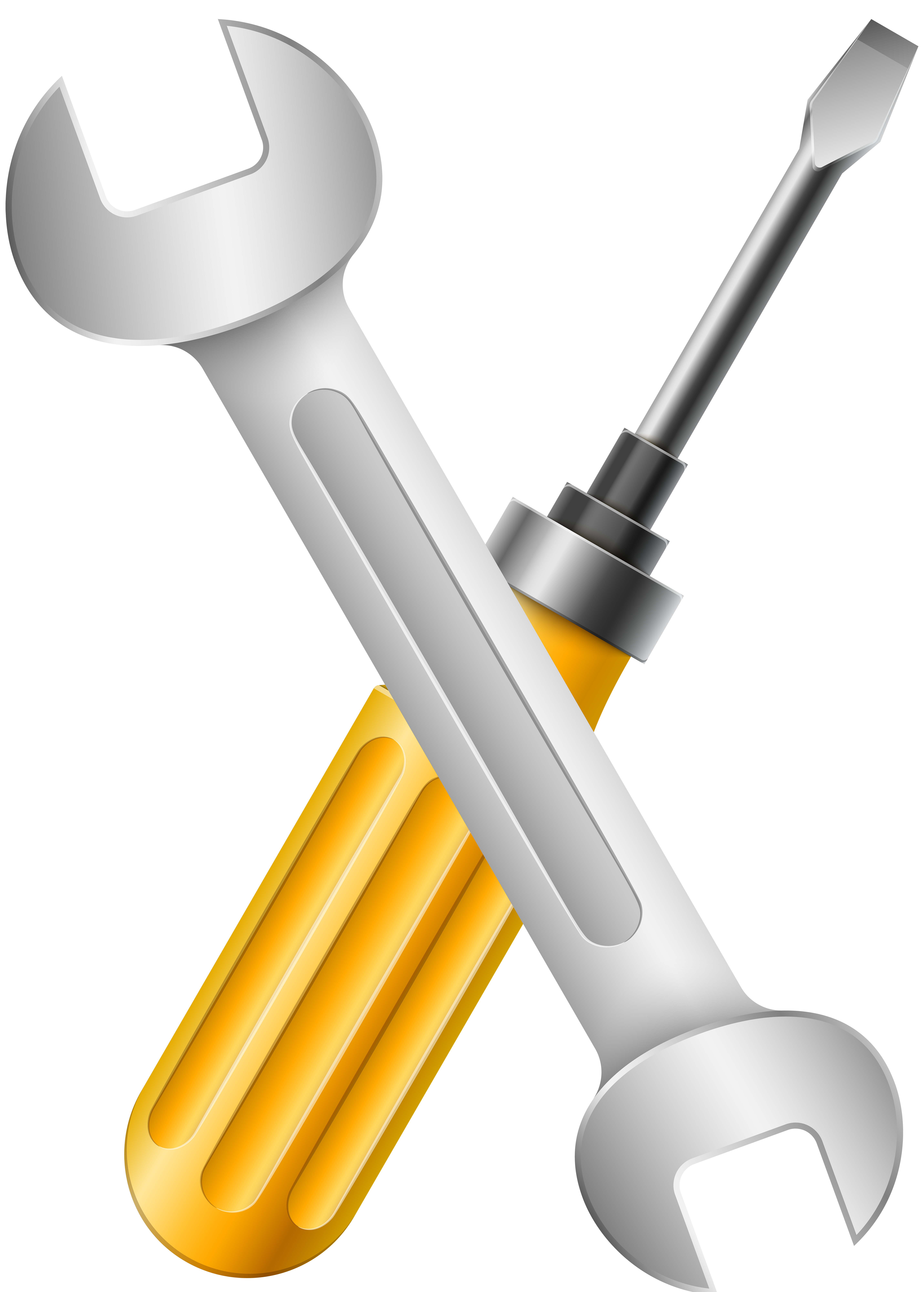 Wrench and Screwdriver PNG Clip Art Image.