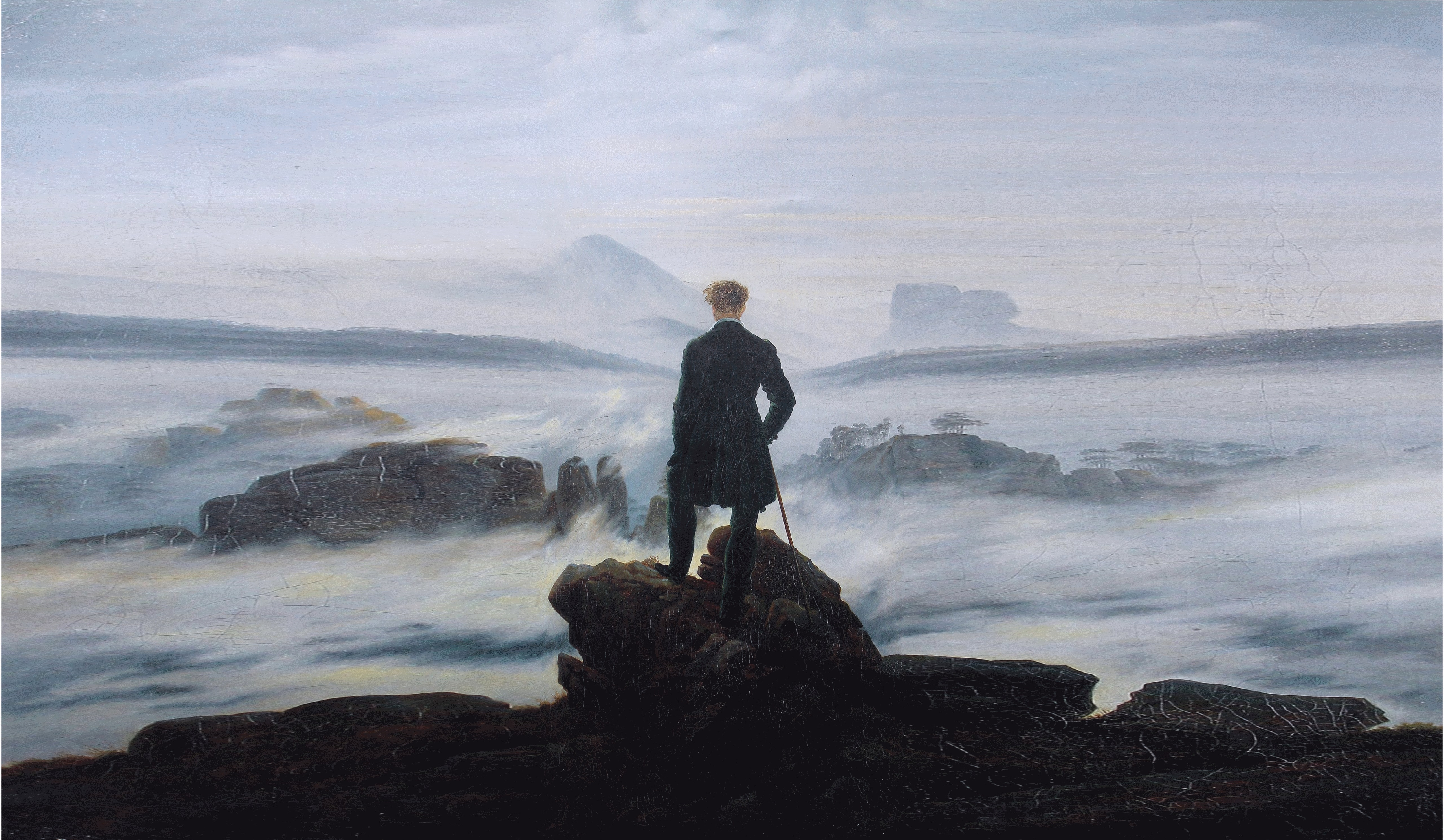 Wanderer above the sea of fog clipart.