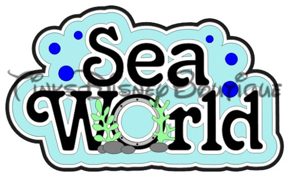Sea World SVG clipart Title Scrapbook Cricut Silhouette.