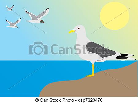 Vector Clipart of Sea seagull. Seacoast csp7320470.