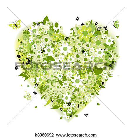 Clipart of Floral heart shape, summer green k3960692.