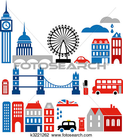 Clipart of Vector illustration of London landmarks k3221262.