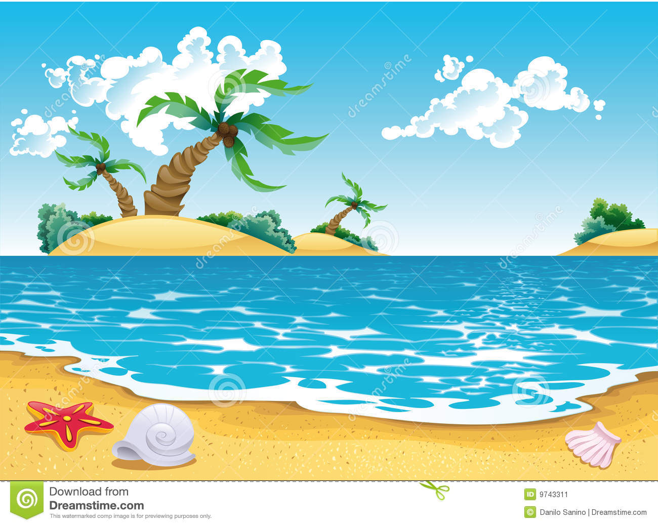 Cartoon Seascape Stock Image.