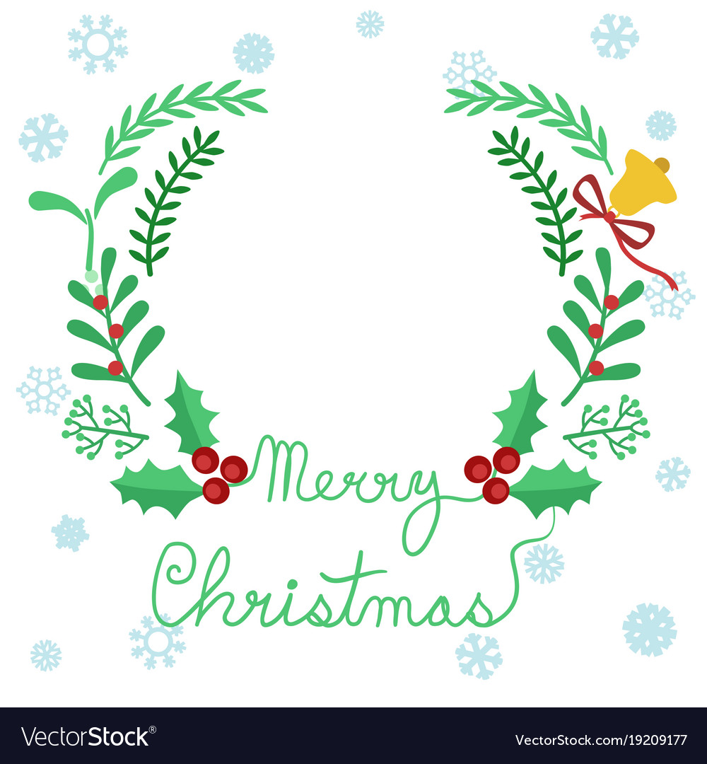 Merry christmas circular wreath seasonal clip art.