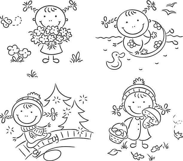 Four Seasons Clipart Black And White.