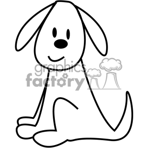 Clipart of Black and White Pet Dog Sitting..