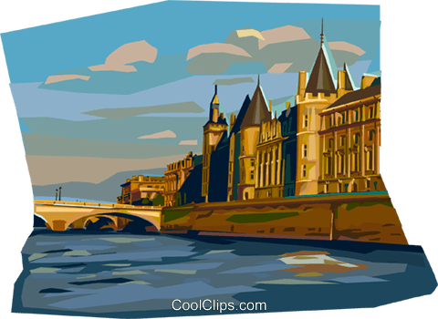 River Seine Paris, France Royalty Free Vector Clip Art.