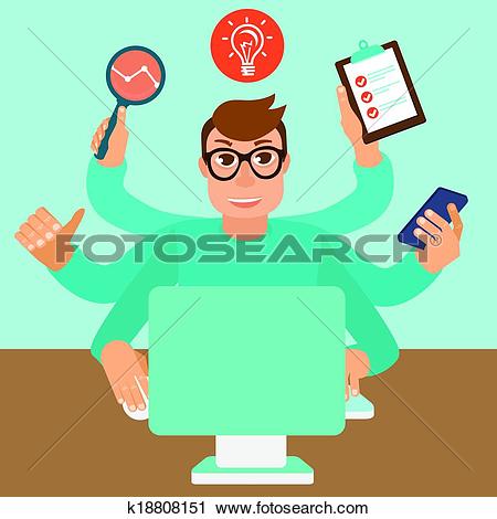 Clipart of Vector self employed man in flat style k21288382.