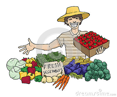 Person Selling Vegetable Stock Illustrations.