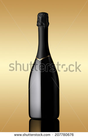 Black Champagne Sparkling Wine Bottle Isolated Stock Illustration.