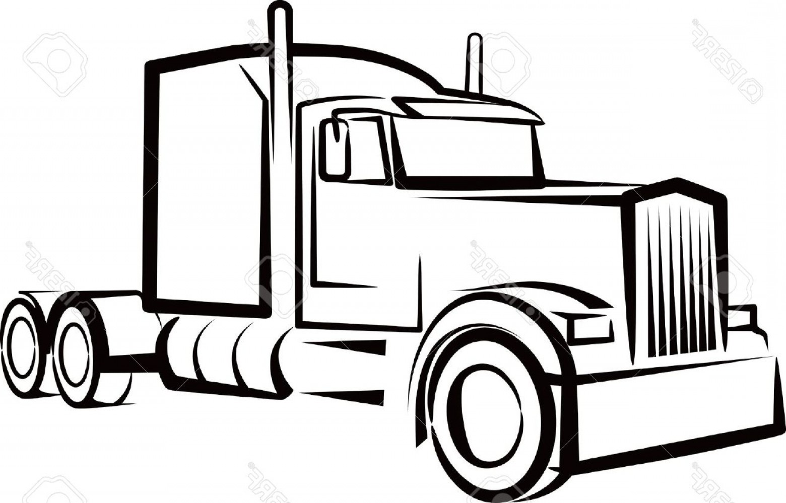 Semi Truck Line Drawing at PaintingValley.com.
