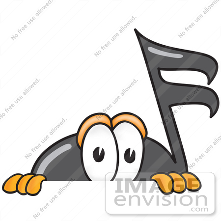 Clip Art Graphic of a Semiquaver Music Note Mascot Cartoon.