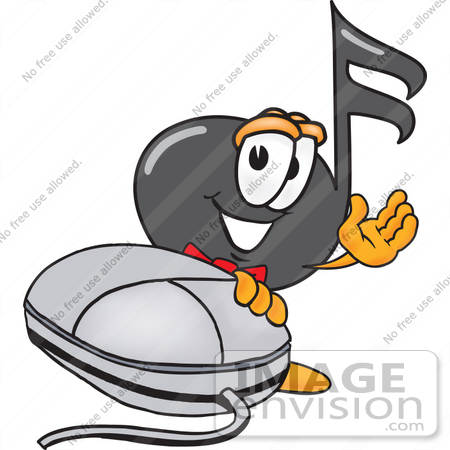 Clip Art Graphic of a Semiquaver Music Note Mascot Cartoon.