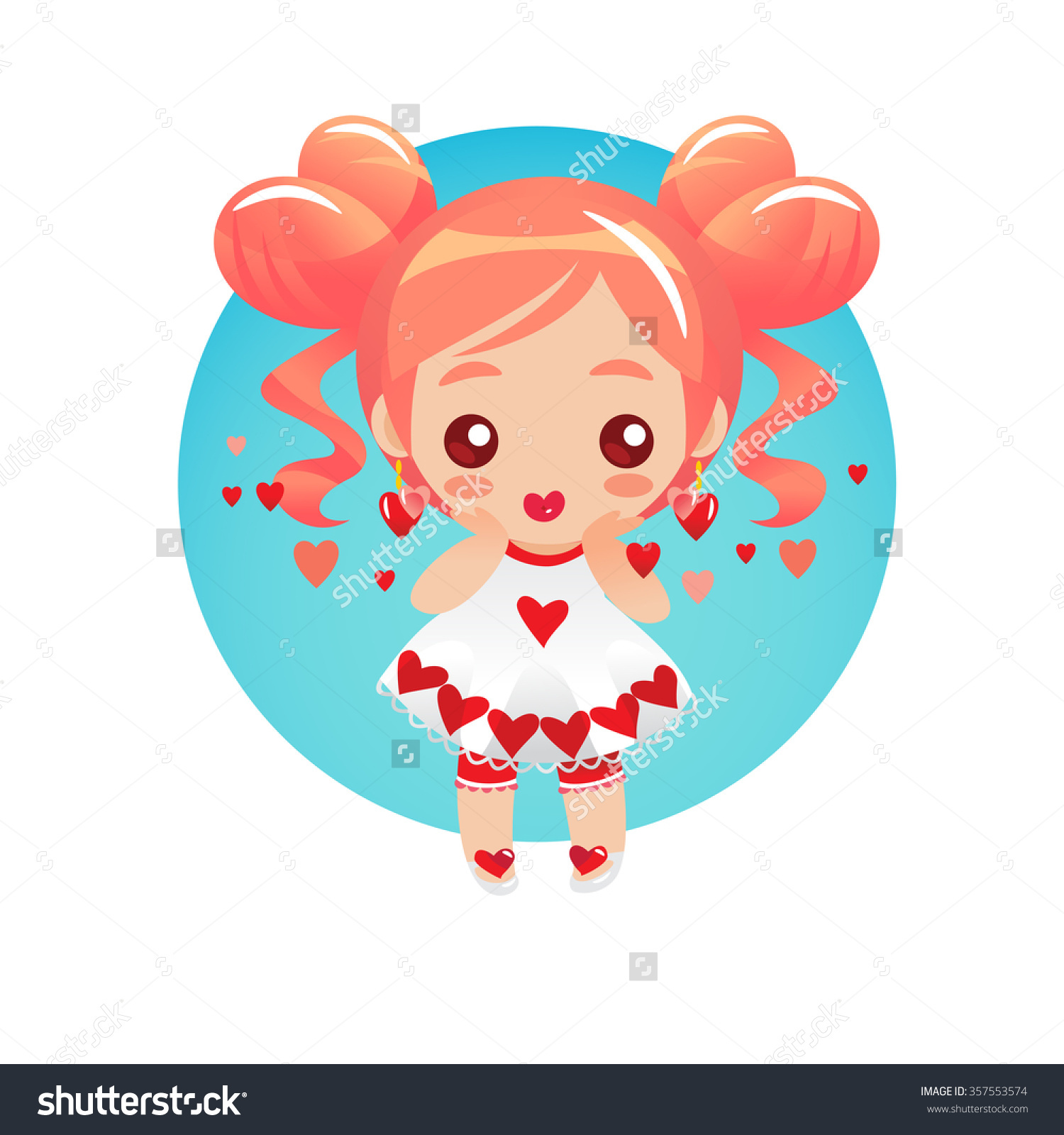 Cute Little Girl Hair Done Heart Stock Vector 357553574.