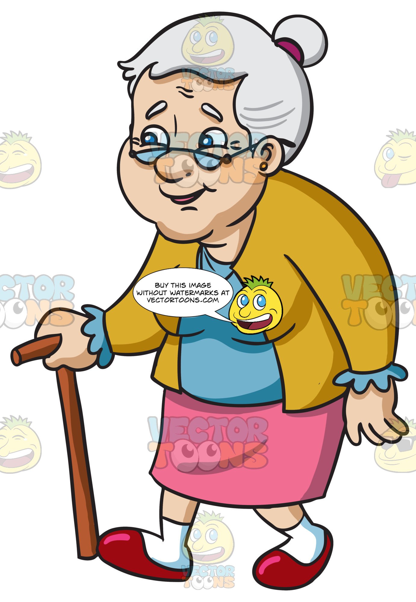 A Smiling Female Senior Citizen With Glasses.