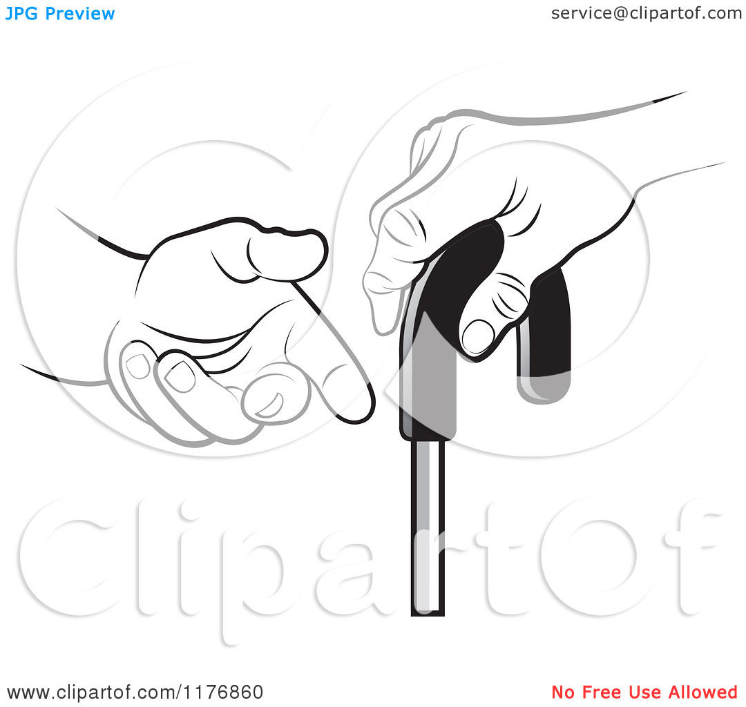 Clipart of a Black and White Helping Hand Offering Assistance to a.