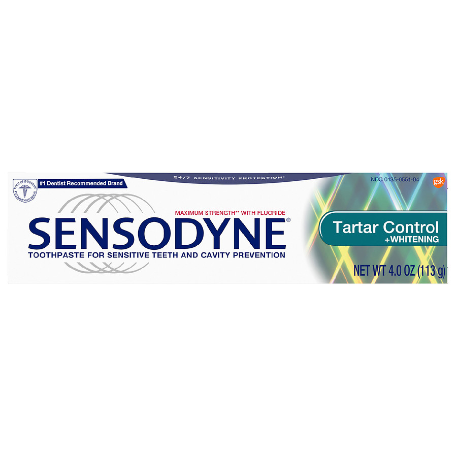 Sensodyne Tartar Control plus Whitening Fluoride Toothpaste for Sensitive  Teeth.