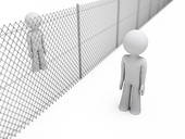Clipart of people separated by a fence k3665041.