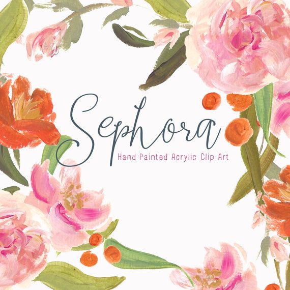 Hand Painted Flower Clip Art Sephora by CreateTheCut on Etsy.