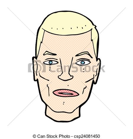 Clipart Vector of comic cartoon serious male face.