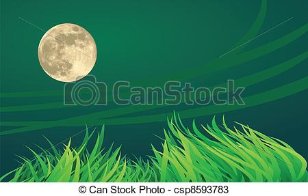 Vectors of full moon night illustrations, countryside setting.
