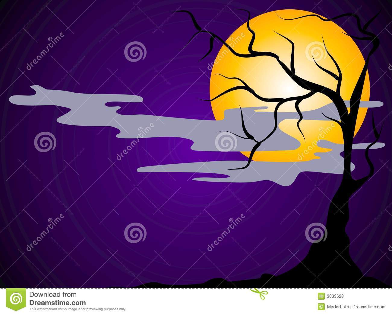Full moon silhouette clipart clouds spooky.