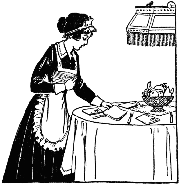 Maid Setting the Table.
