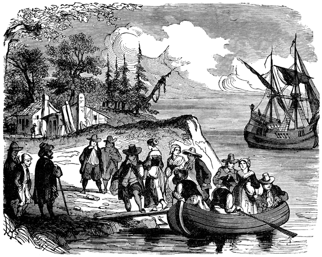Landing of the Dutch settlers on Manhattan Island.