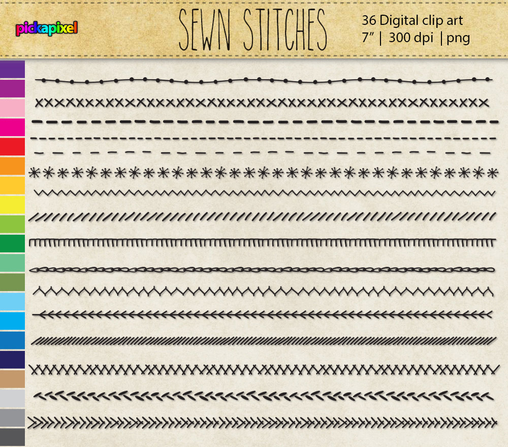 Sewing stitches clipart.