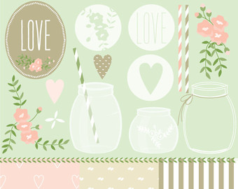 Green Shabby Chic Clipart.