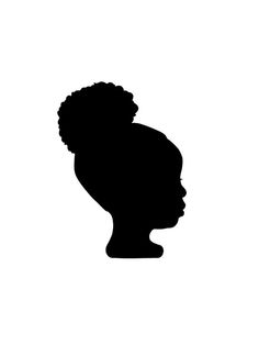 Little black girl afro puffs silhouette clipart - Clipground