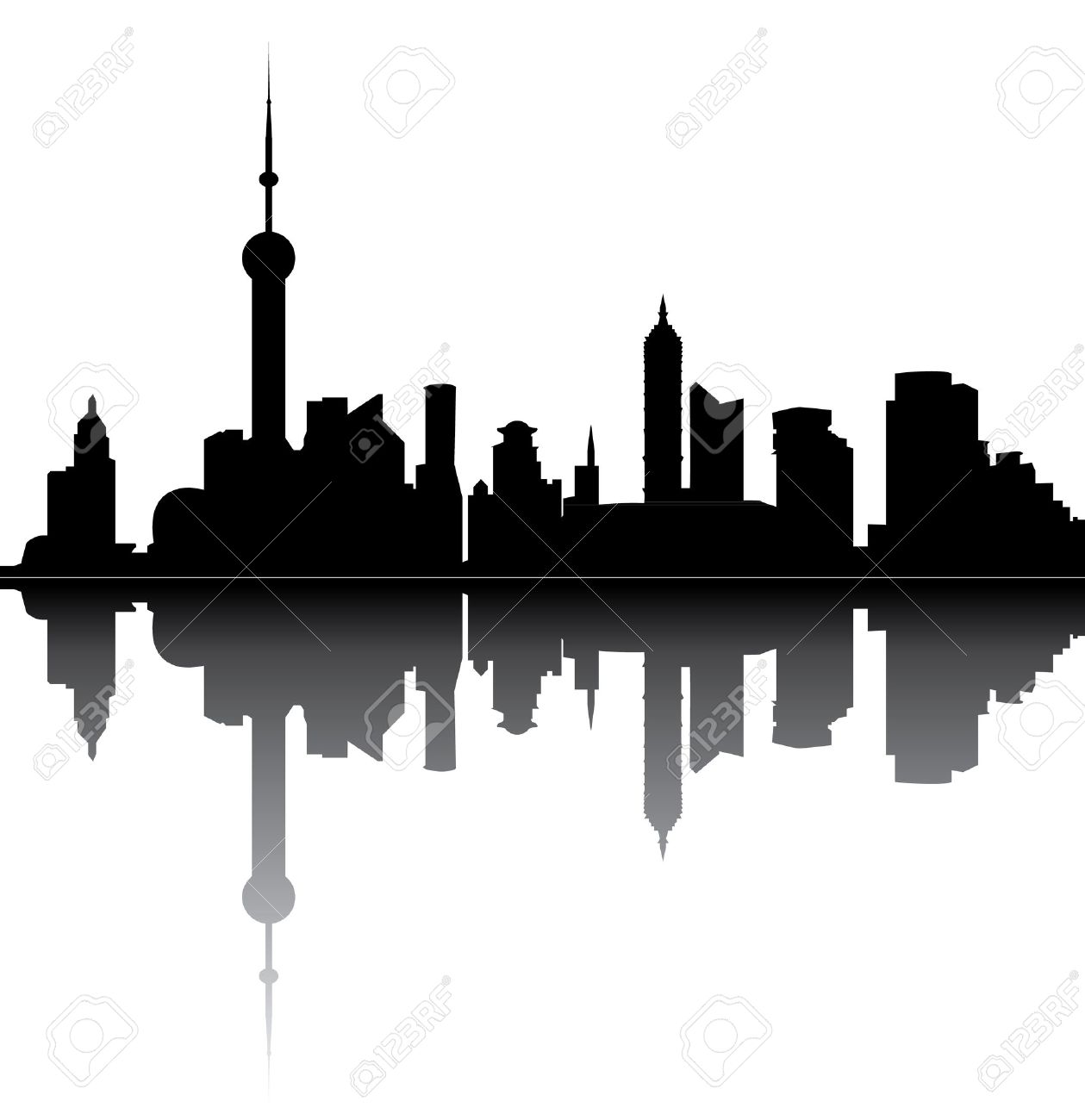 Shanghai Skyline Clipart.