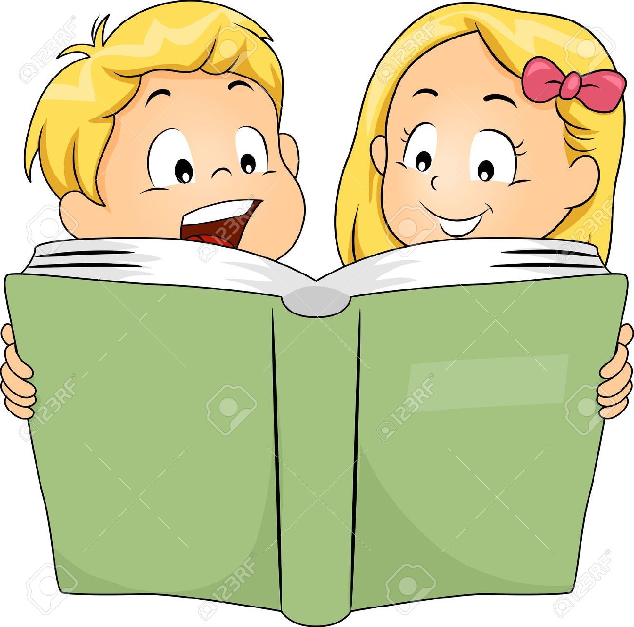 Sharing Books Clipart.