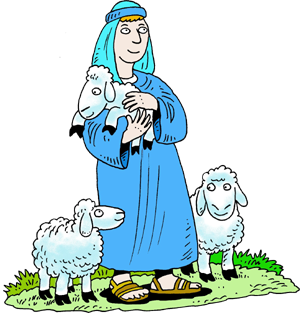 Clipart of shepherds and sheep.