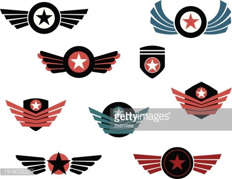 Shield and badge with wings Clipart Image.