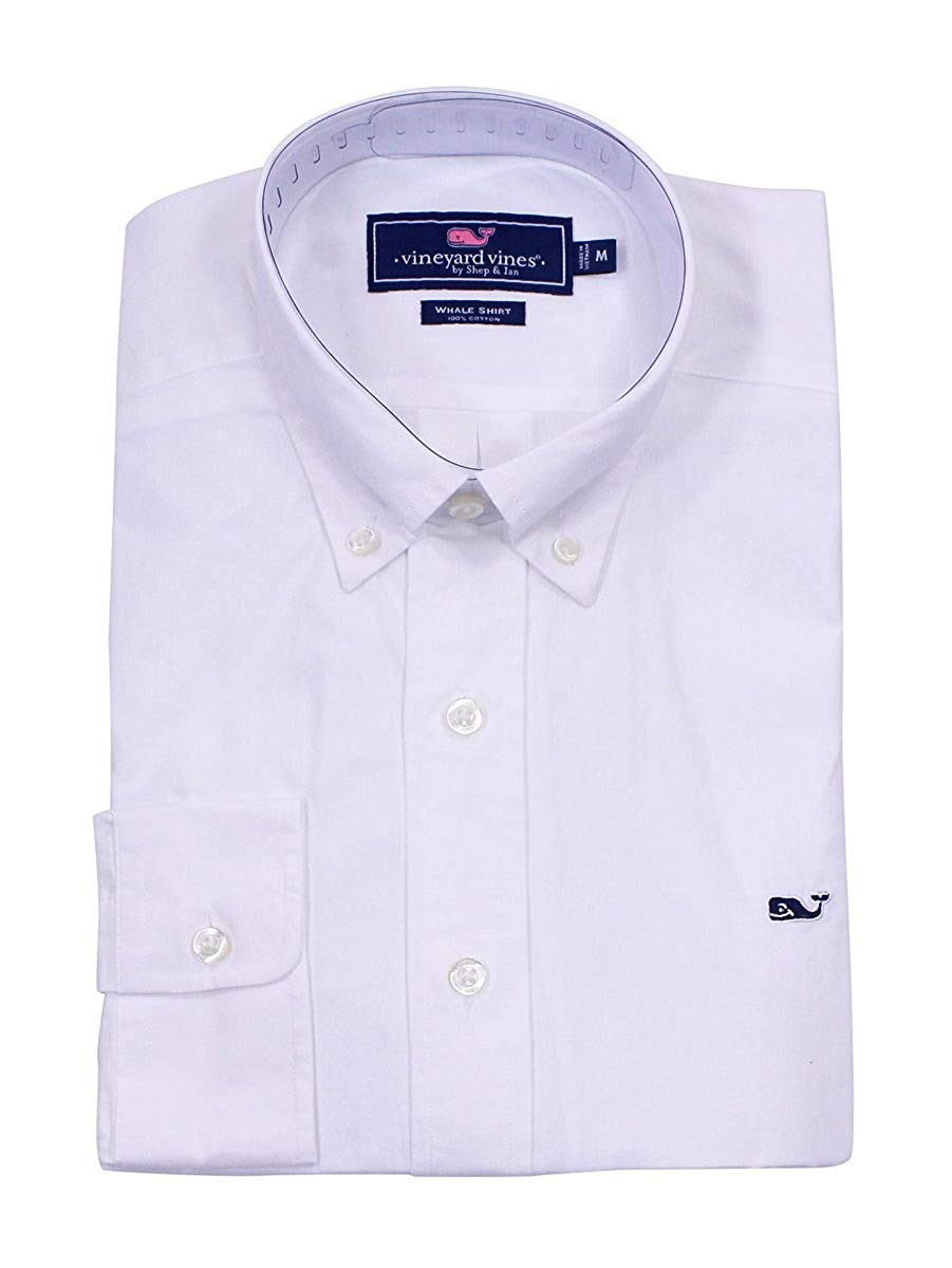 Vineyard Vines Mens Whale Shirt Buttondown Oxford (Solid White, X.