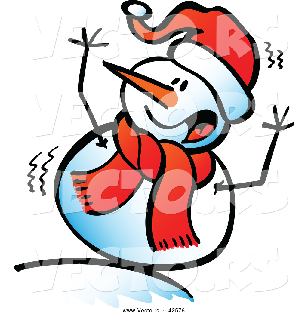Freezing Snowman Clipart.