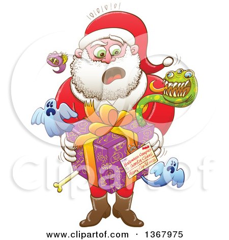 Clipart Santa Robber Carrying A Money Bag.