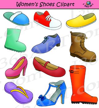 Womens Shoes Clipart Footwear Set.