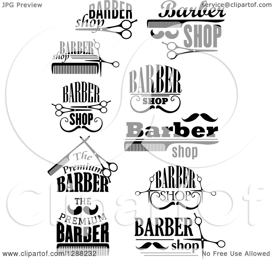 Clipart of a Black and White Barber Shop Designs 3.