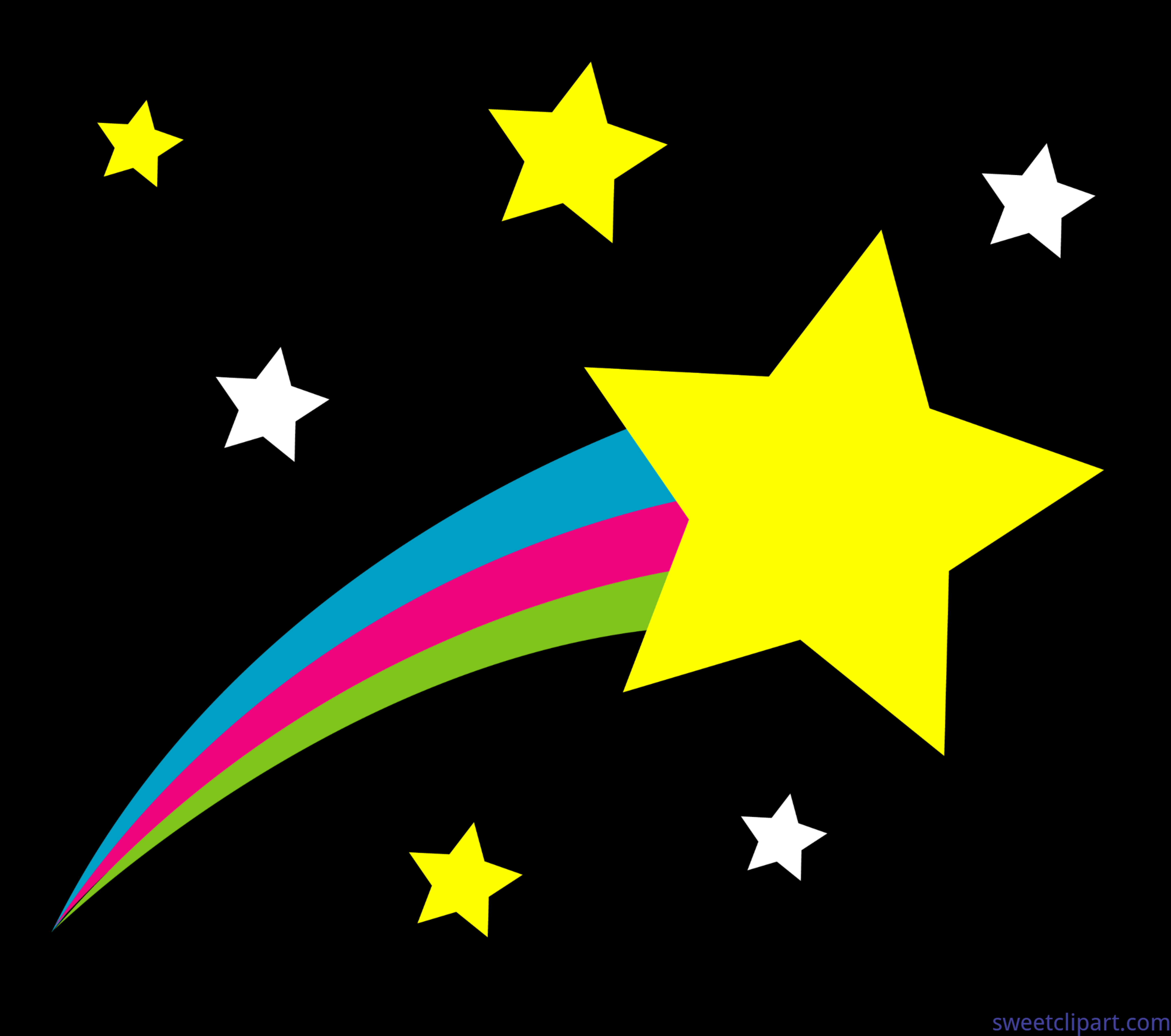 Outer Space Shooting Star Black Background Clip Art.