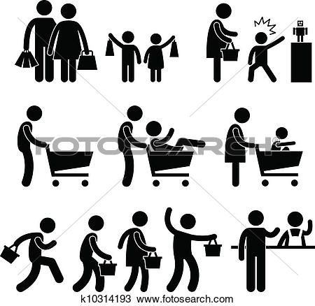 Clipart of People Family Shopping Shopper Sale k10314193.