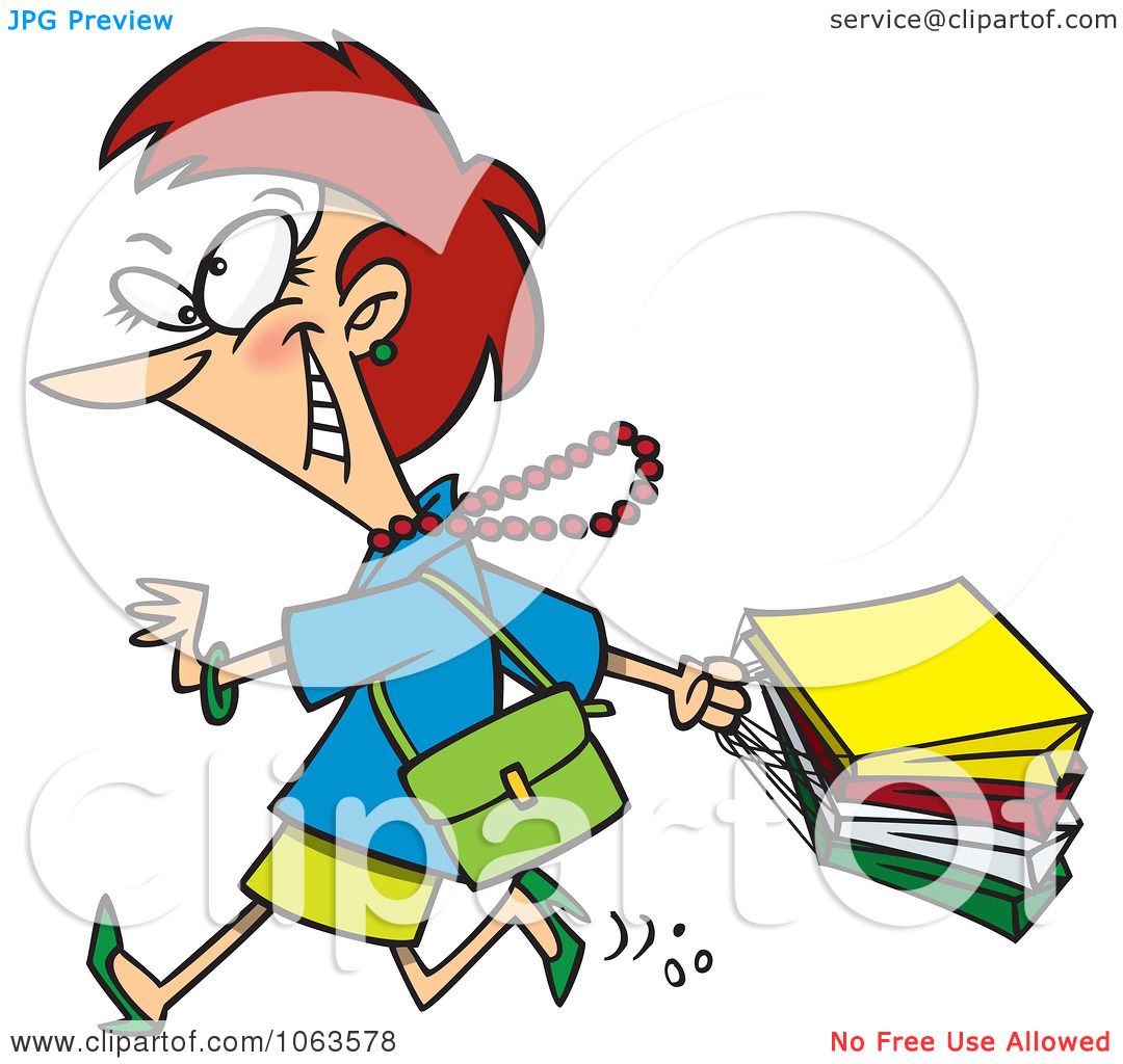 Clipart Caucasian Woman On A Rampage Shopping Spree.