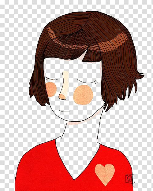 Drawing Art Illustration, abstract girl with short hair.